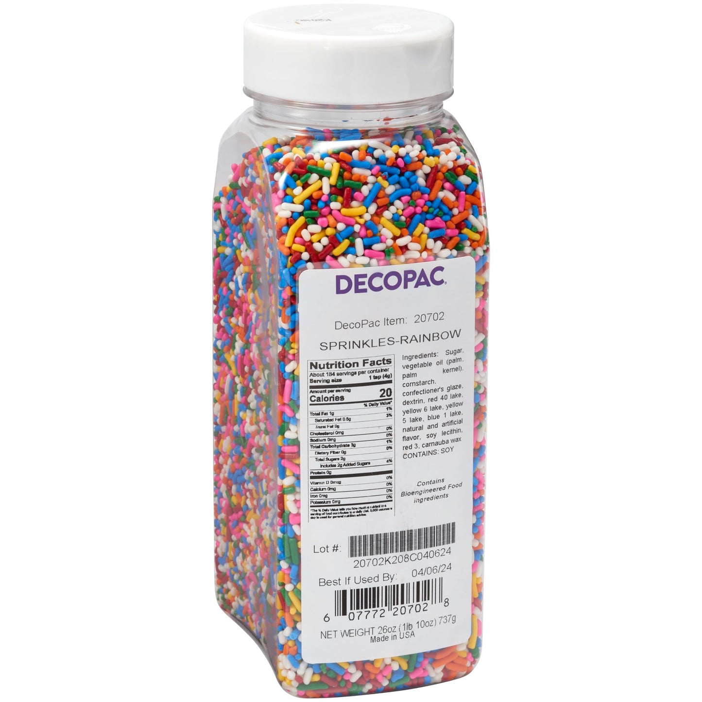 Decopac Bright Rainbow Sprinkles | Extra Large 26Oz Pack | Cake Sprinkle Mix, Fancy Sprinkles For Cake Decorating, Handheld Cont
