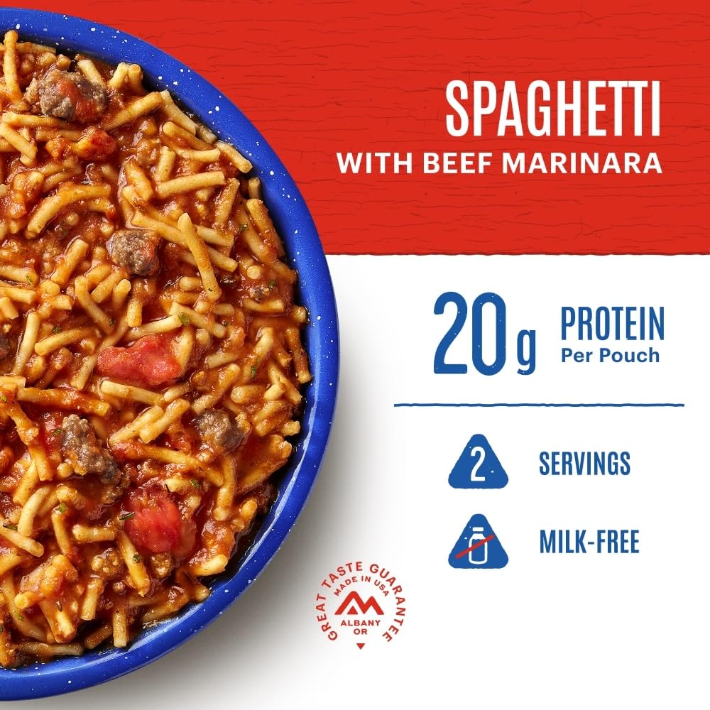 Mountain House Classic Spaghetti With Meat Sauce | Freeze Dried Backpacking & Camping Food |2 Servings