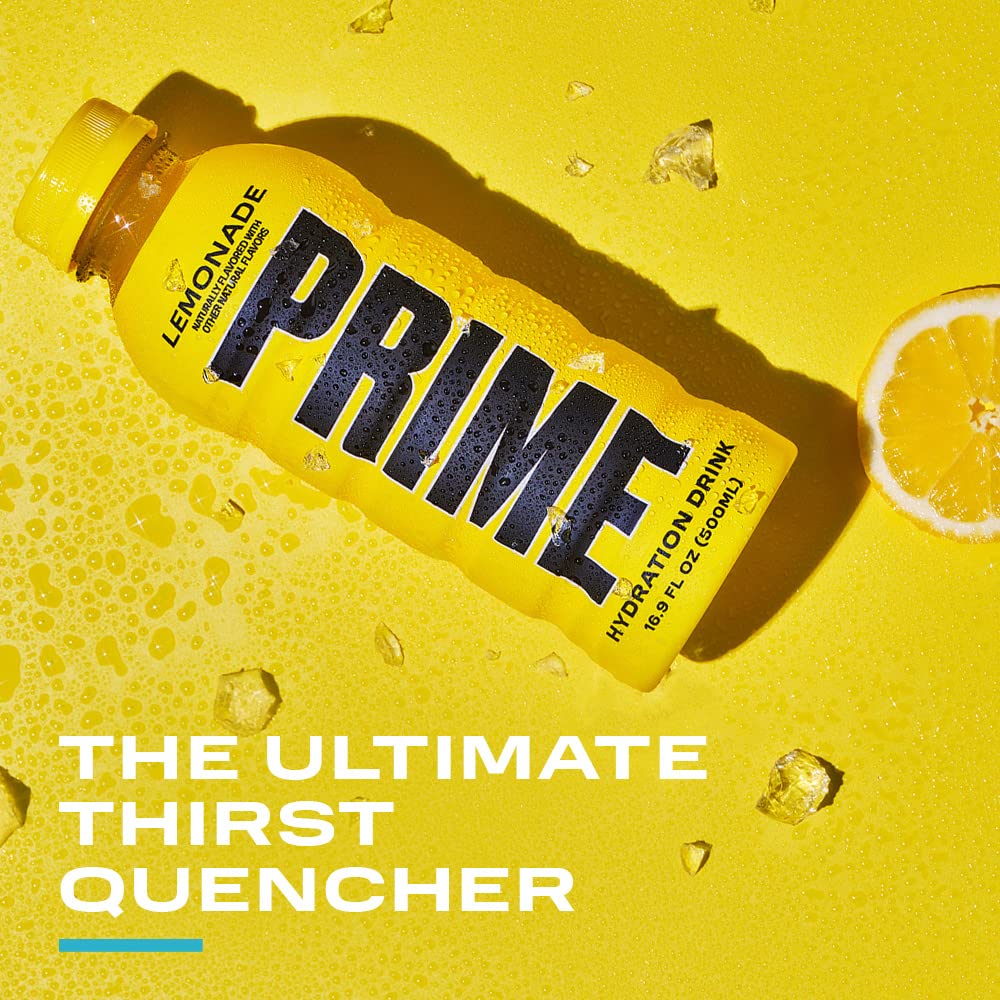 PRIME HYDRATION Sports Drink, Electrolyte Enhanced, 250mg BCAAs, Low Sugar, 16.9 Fl Oz, Pack of 12