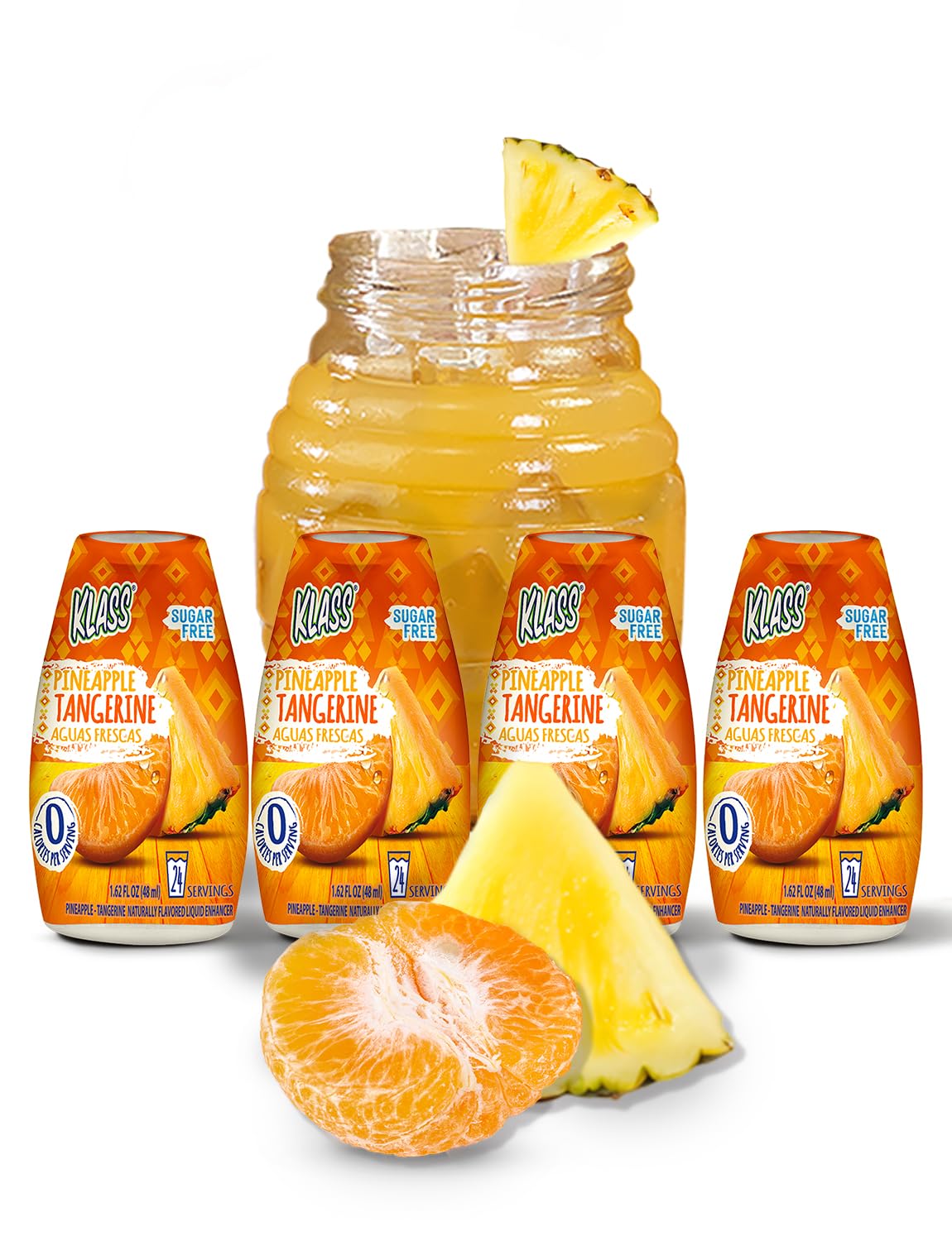 Klass Aguas Frescas | Liquid Water Enhancer | Sugar Free Naturally Flavored Pineapple Tangerine, Keto Friendly |1.62 Oz Pack of 