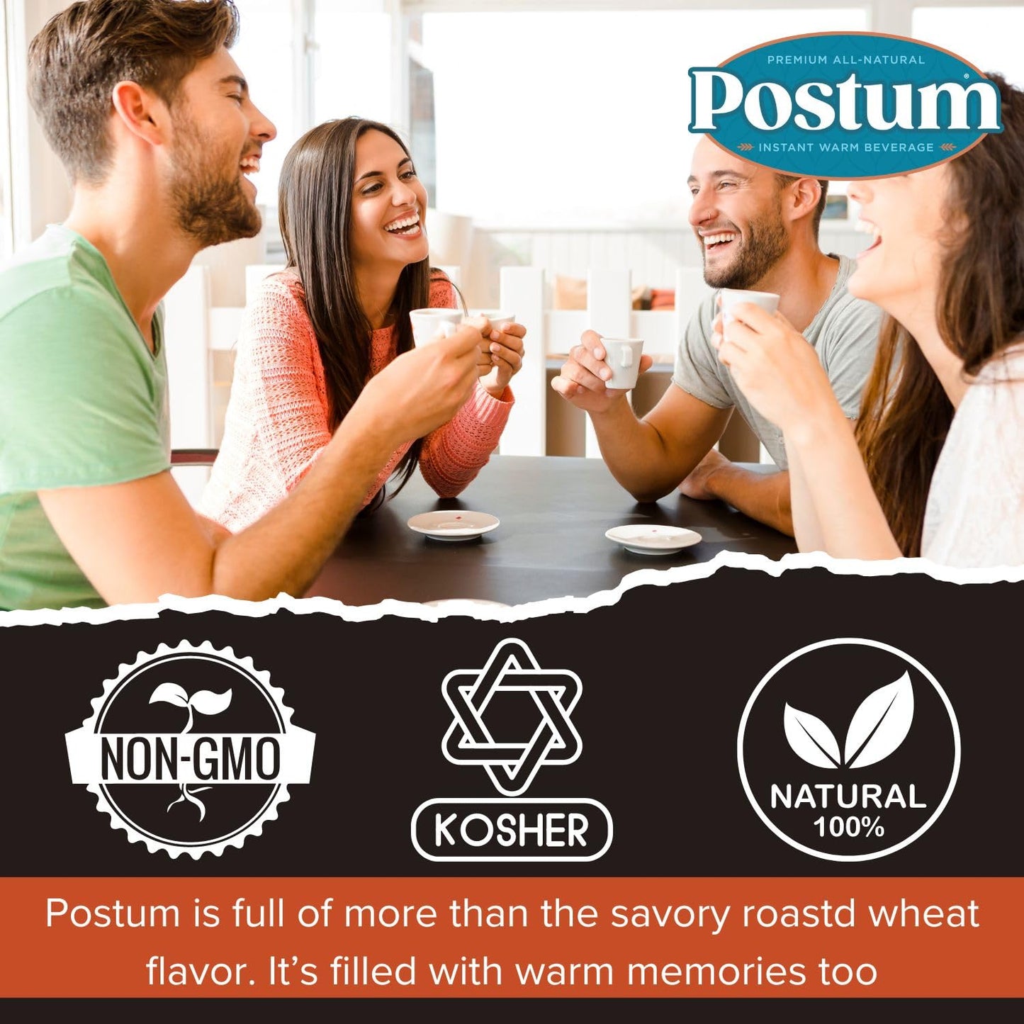 Postum Coffee Substitute, Caffeine-Free Hot Cocoa Flavor, Vegan, Non-GMO, 2x8oz Packs, Model: Postum_CocoaBlend