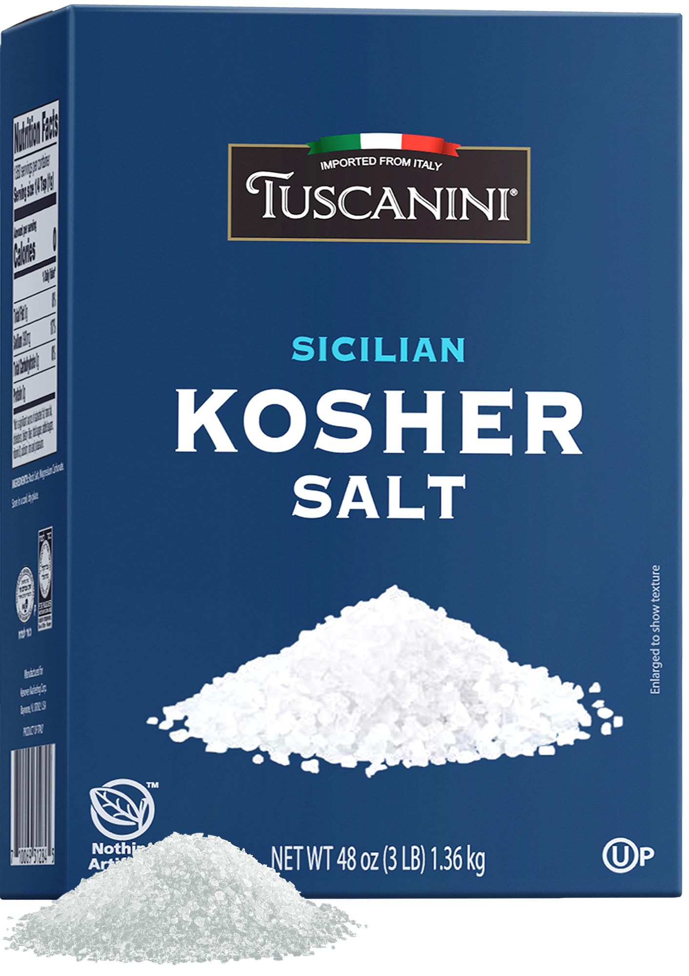 Tuscanini Coarse Kosher Salt, Medium Grind, 48 Ounce, Product of Italy, Sicilian Sea Salt