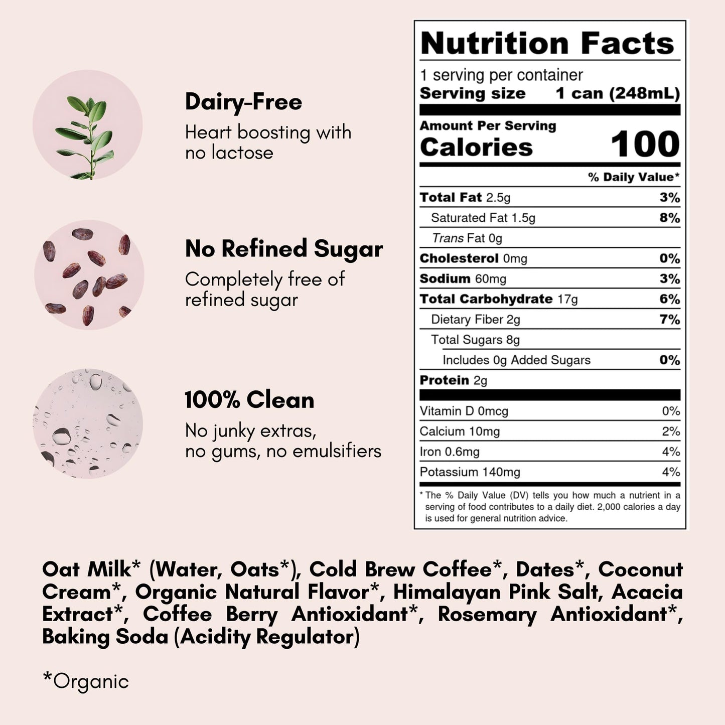 Pop & Bottle, Oat Milk Lattes - Cold Brew With Coffee Berry Antioxidants, Mct Oil, Organic, Dairy Free, Gluten Free, Great As Ic