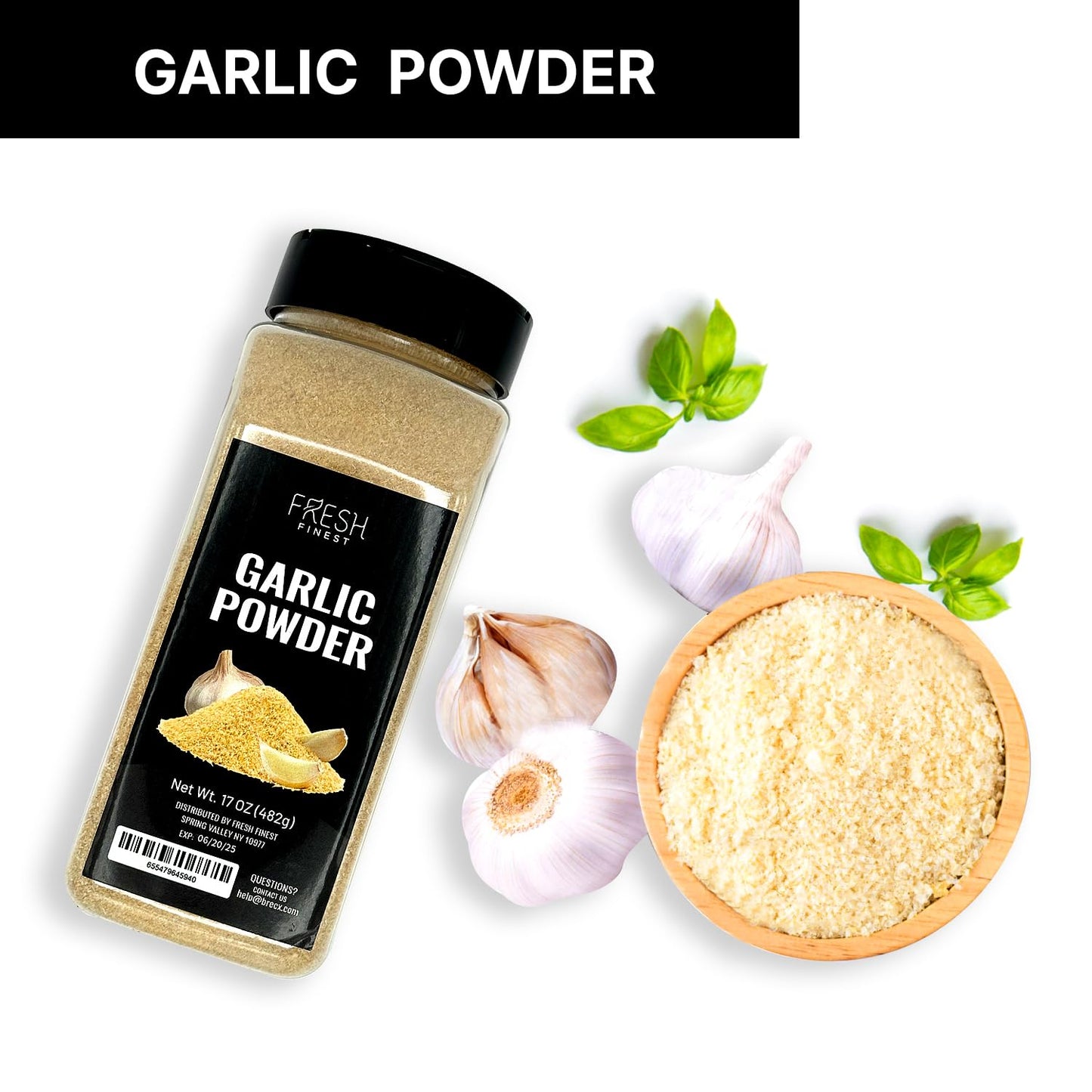 Fresh Finest Premium Garlic Powder - 17Oz Bottle - 100% Pure, Non-Gmo, Gluten-Free, Ground Garlic Spice For Cooking