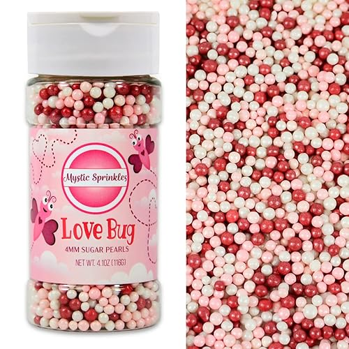 Mystic Sprinkles Valentine's Day Sprinkle Mixes (Love Bug Sugar Pearls 4.1oz)