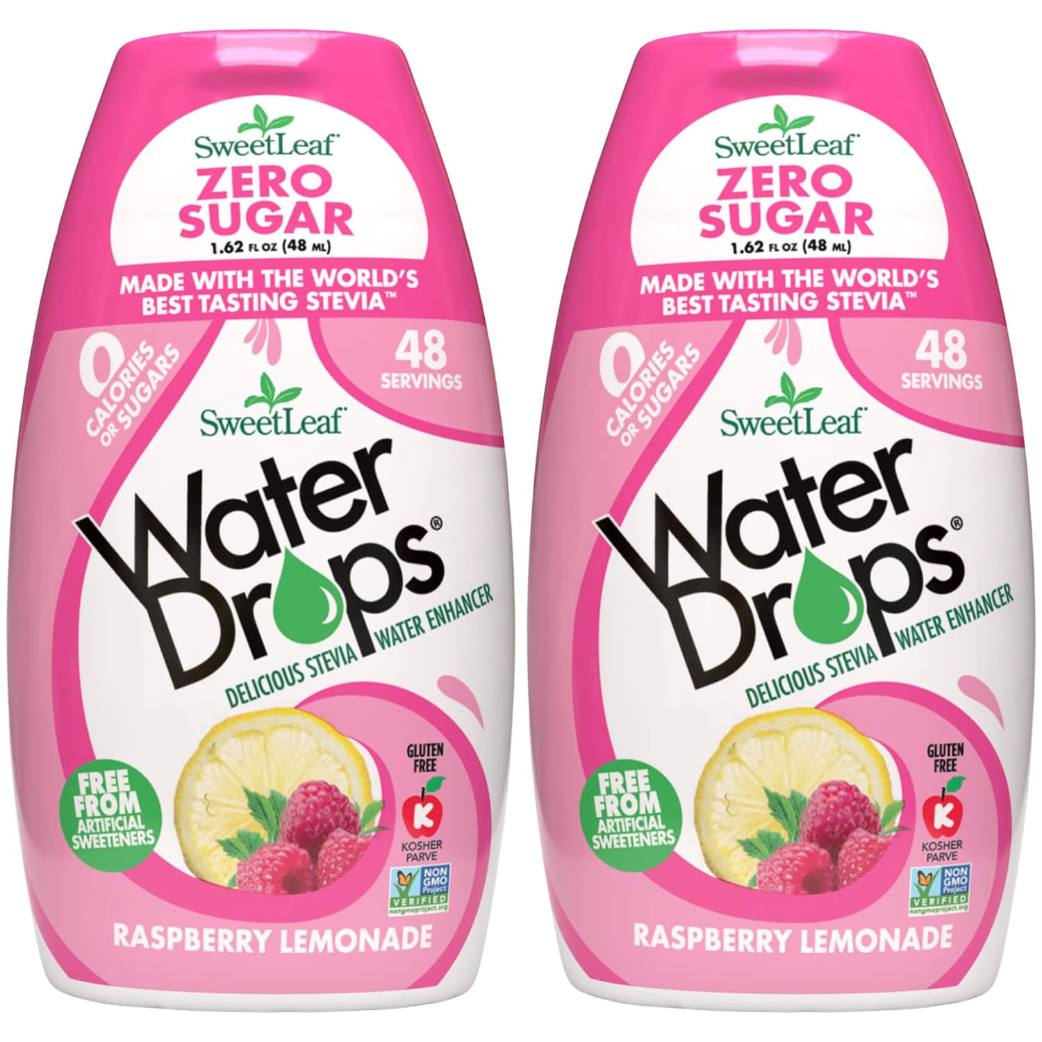 SweetLeaf Water Drops, Raspberry Lemonade - Sugar-Free Water Enhancer Drops, Stevia & Monk Fruit Sweetener Water Flavoring, 1.62