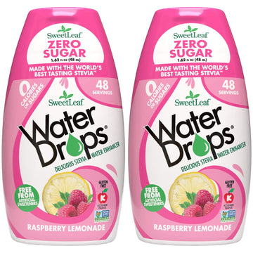 SweetLeaf Water Drops, Raspberry Lemonade - Sugar-Free Water Enhancer Drops, Stevia & Monk Fruit Sweetener Water Flavoring, 1.62