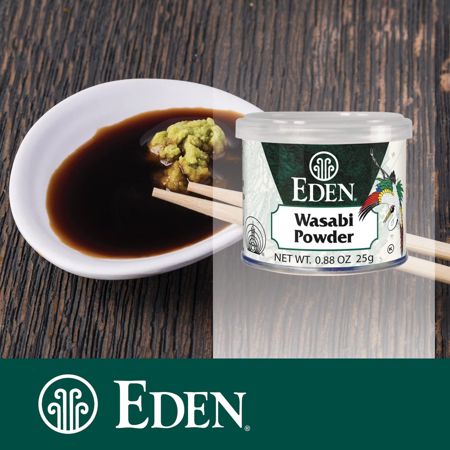 Eden Wasabi Powder, W/Real Japanese Horseradish, Fiery, Traditionally Made In Japan, 0.88 Oz