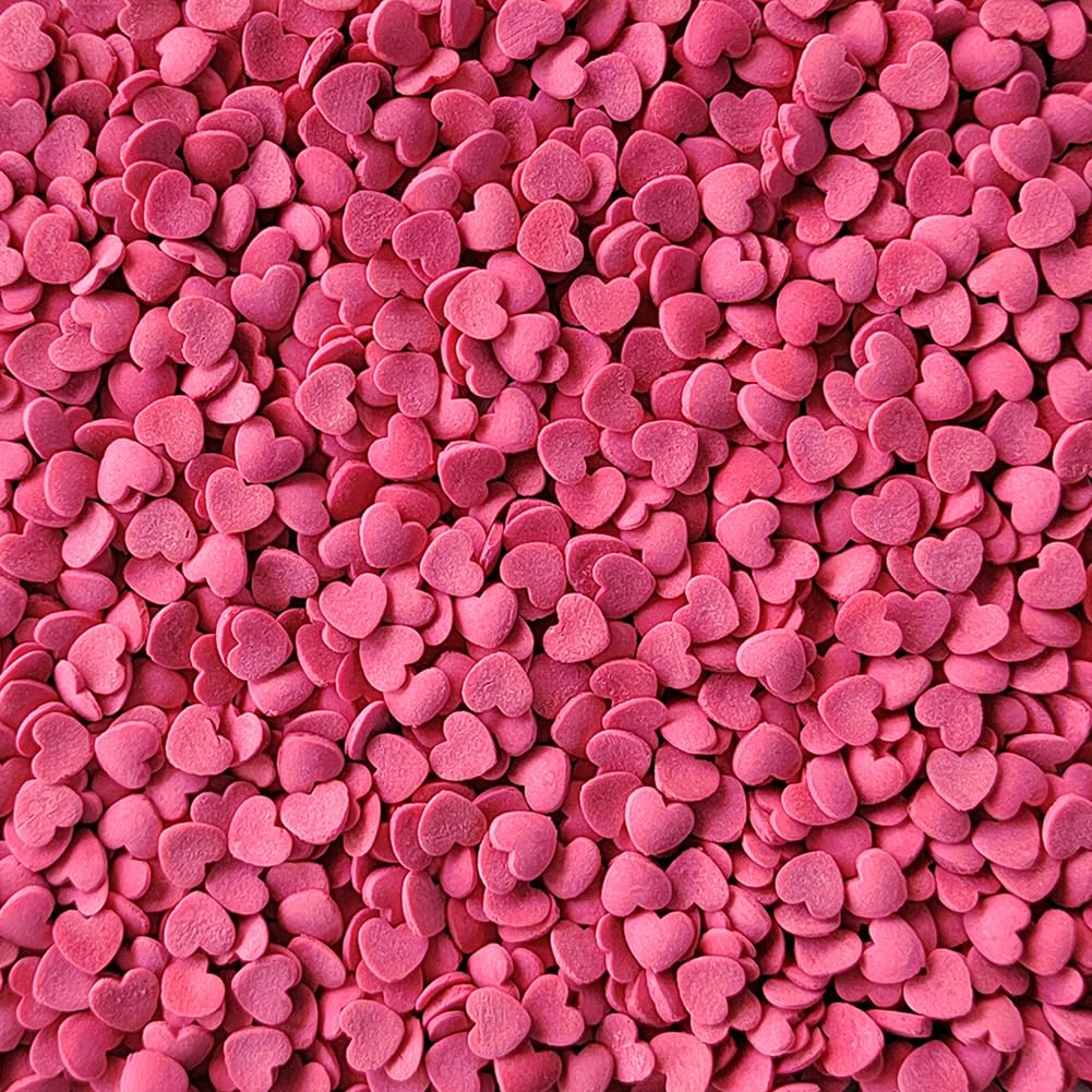 Eastron Edible Valentine Rose Red Heart Shapes Sprinkles for Cakes Decorating 8mm Heart Cupcakes Toppers for Birthday, Ice Cream