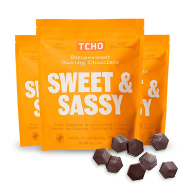 Tcho Sweet & Sassy 66% Dark Chocolate Baking Couvertures (3 Bag) | Organic & Fair Trade Certified | Non Gmo, Non-Dairy, Vegan, S