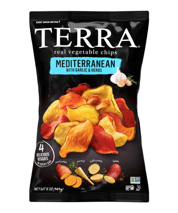 Terra Vegetable Chips, Mediterranean Garlic & Herbs Real Vegetable Chips, 5 Oz (Pack Of 6)