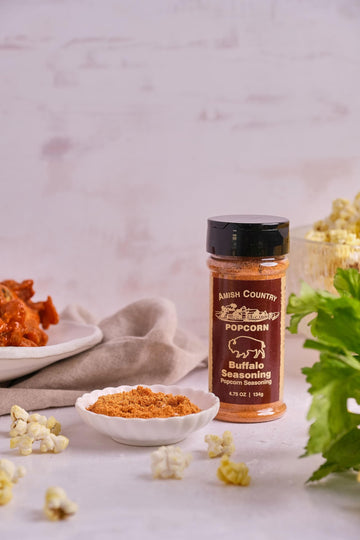 Amish Country Popcorn | 5 Pack Seasoning Bundle | Buffalo, Garlic Parmesan, Jalepeno Cheddar, Dill Pickle, 6oz Buttersalt | Old