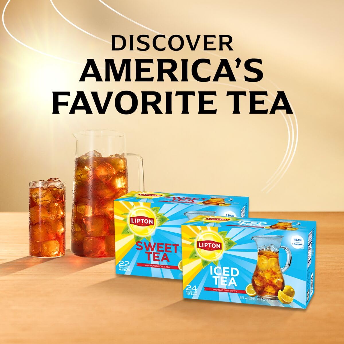 Lipton Southern Sweet Iced Tea Bags  Gallon Size Zero Calories  22 Tea Bags