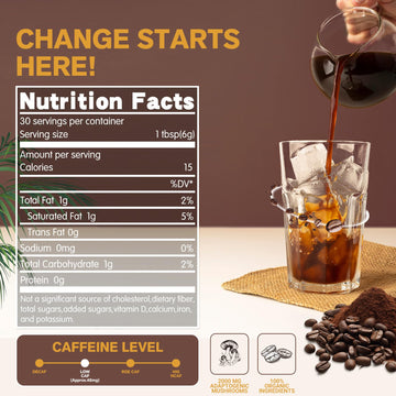 Mushroom Coffee, Instant Mushroom Coffee Organic With 6 Mushrooms Lions Mane, Cordyceps, Turkey Tail & Other For Energy, Focus,