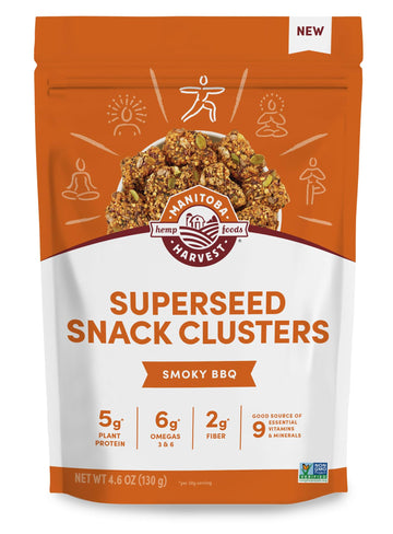 Manitoba Harvest Superseed Snack Clusters, Smoky BBQ - 5g Plant Based Protein and 6g Omegas 3 & 6 per 30g Serving - Non-GMO, Veg