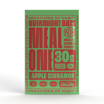 Kreatures Of Habit Meal One | Overnight & Instant Superfood Protein Meal Replacement | Gluten Free, Dairy Free, 30G Of Plant Based Protein, With No Added Sugar | Apple Cinnamon | Pack Of 7