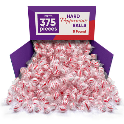 Peppermint Candy Twists Hard Candy Balls, Individually Wrapped Bulk Candy - 5 Pounds, Approx 375 Pieces - Ideal for Christmas Ca