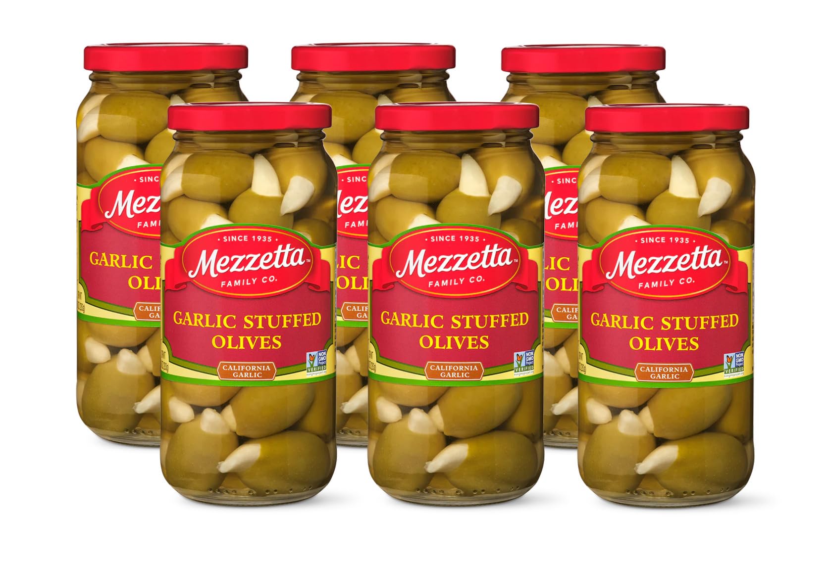 Mezzetta Garlic Stuffed Olives - Greek Green Olives with Fresh Garlic from California - Savory Flavor for Grilled Steak and Appe