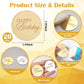 Wolpark Gold Mirror Acrylic Cupcake Toppers, 20pcs, 1.97 inches, Engraved Cake Picks for Birthday Party Decorations