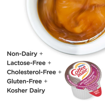 Nestle Coffee Mate Coffee Creamer, Salted Caramel Chocolate, Liquid Creamer Singles, Non Dairy, No Refrigeration, Box Of 50 Sing