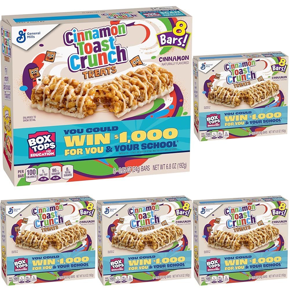 Cinnamon Toast Crunch Breakfast Cereal Treat Bars, Snack Bars, 8 ct (Pack of 5)