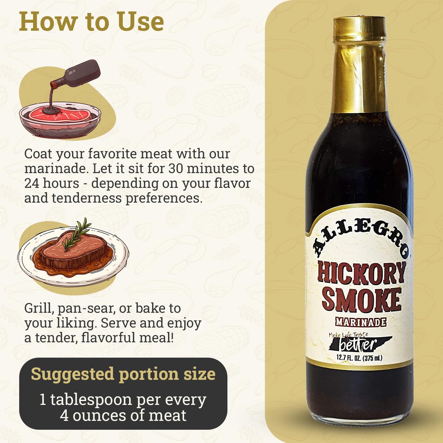 ALLEGRO - The Marinate Everything Marinades - Hickory Smoke 12.7 oz, Pack of 3