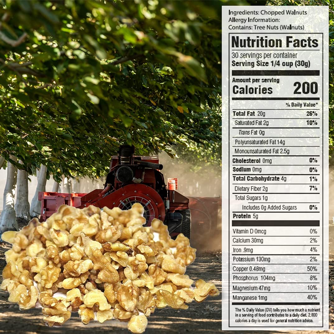 Mariani Nut Chopped Premium California Walnuts - Gluten Free, Kosher Certified - 2 Pound Stand Up Bag