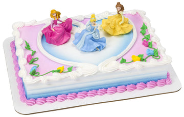 DecoSet Disney Princess Once Upon a Moment Cake Topper, 3-Pc Decorations Set with Aurora, Belle, and Cinderella Collectible Figu