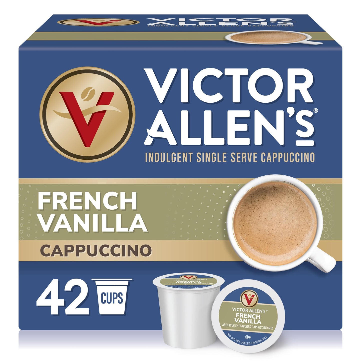 Victor Allens Coffee French Vanilla Cappuccino Mix, 42 Count K-Cup Pods for Keurig, Brown