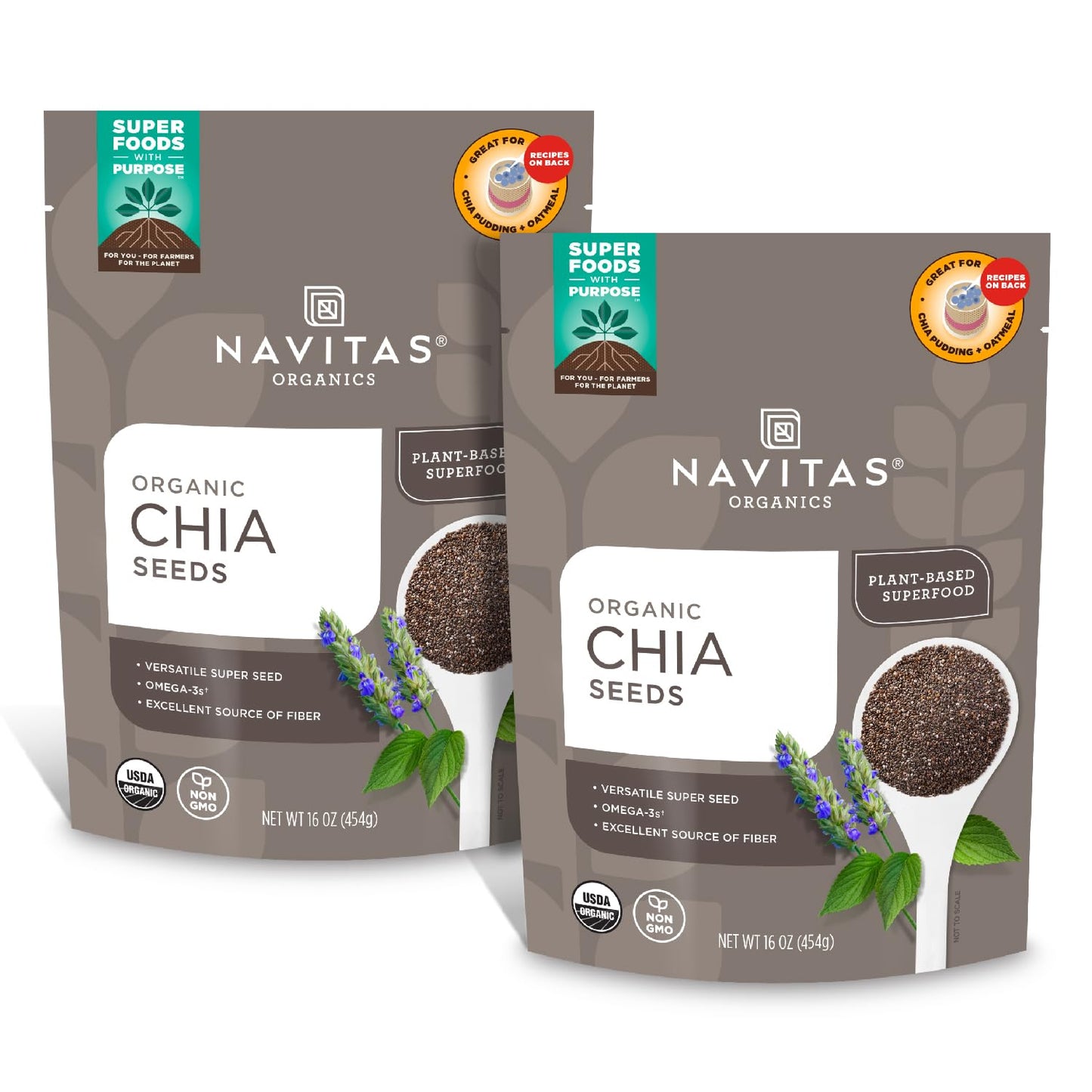 Navitas Organics Chia Seeds, Organic, Non-GMO, Gluten-Free, 16 oz. (2-Pack)