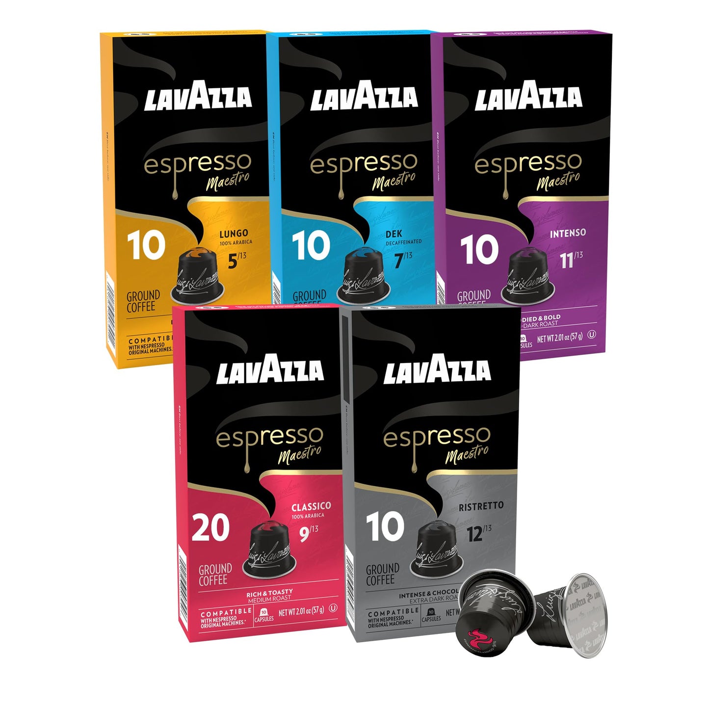 Lavazza Espresso compact pieces for Nespresso Original Machines, Variety Pack, 10 Count (Pack of 6)