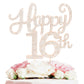 Happy 16Th Birthday Decorations,16Th Birthday Gold Rhinestone Cake Topper - Cheers To Sixteen Years Old Bday Party Metal Sparkly