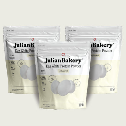 Julian Bakery Paleo Thin Protein Powder | Egg White | Unflavored | 25g Protein | Soy-Free | GMO-Free | Three 2 LBS Bags | 90 Ser