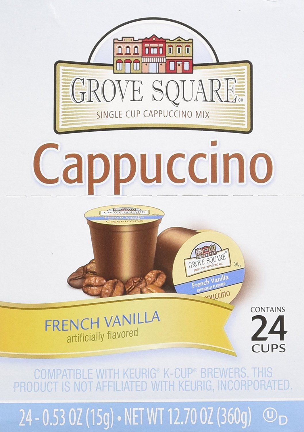 Grove Square Cappuccino Cups, French Vanilla, Single Serve for Keurig, 24 Count (Pack of 2)
