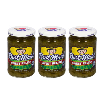 Best Maid Products Pickle Relish 10 Ounce 3 Packs - Sweet, Dill, Jalapeno Sweet, or Jalapeno Mustard (Sweet Relish)