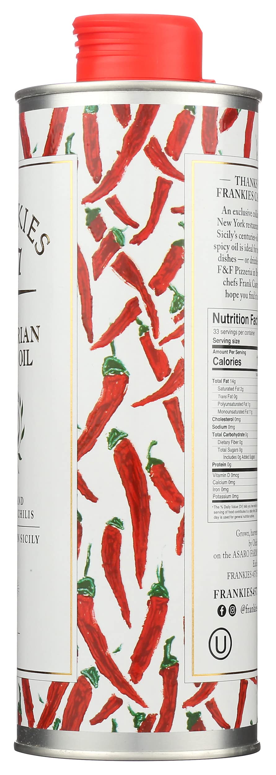 Frankies 457 Spicy Calabrian Chili Oil - Premium Extra Virgin Olive Oil And Italian Chilis - Harvested In Sicily - Rich In Flavo