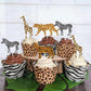 Sursurprise Wild One Cake Topper - Jungle Animals Cupcake Toppers, 25 Pack, First Birthday Decorations, Leopard Cheetah Theme