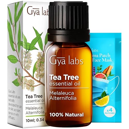 Gya Labs Pure Australian Tea Tree Oil For Skin, Hair, Face & Toenails (0.34 Fl Oz) - 100% Therapeutic Natural Melaleuca Tea Tree