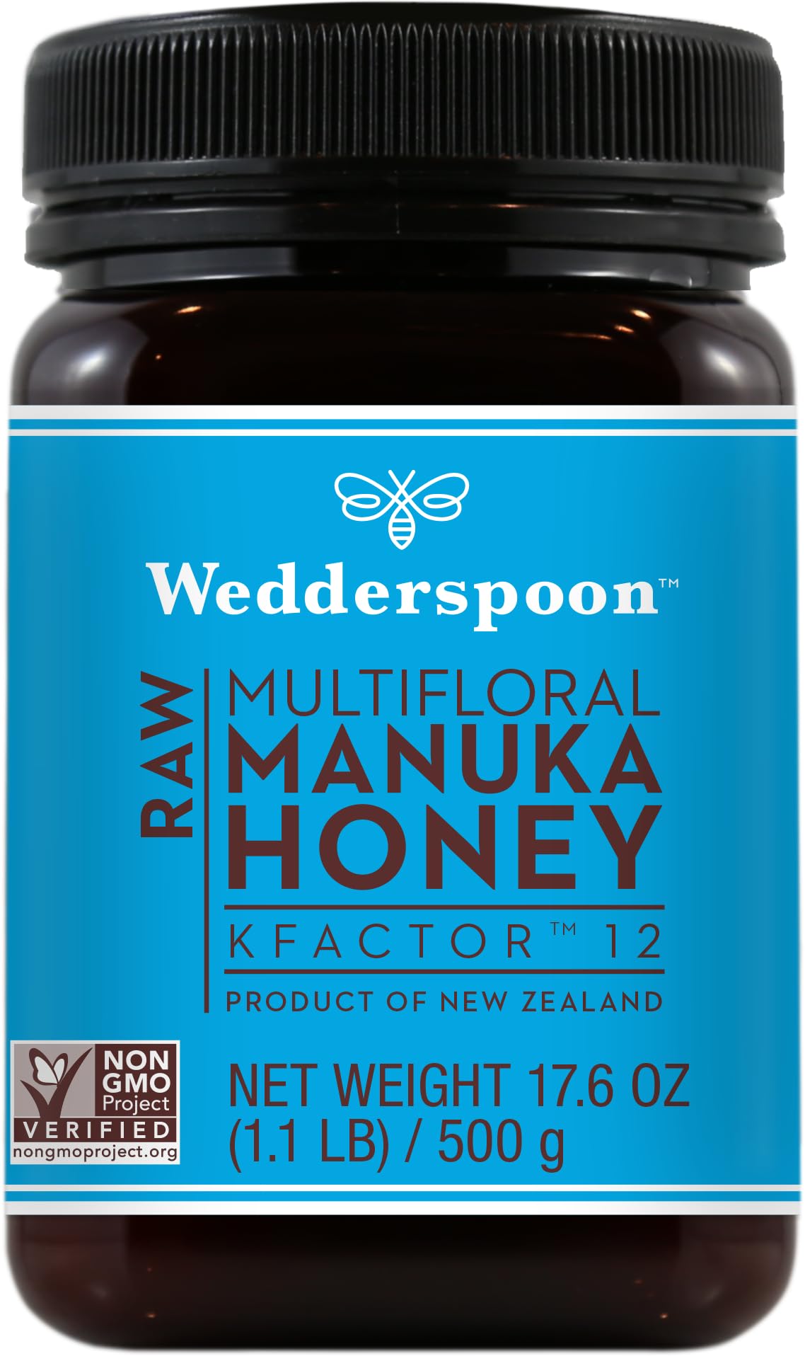 Wedderspoon Raw Premium Manuka Honey, Kfactor 12, 17.6 Oz, Unpasteurized, Genuine New Zealand Honey, Non-Gmo Superfood, Traceabl
