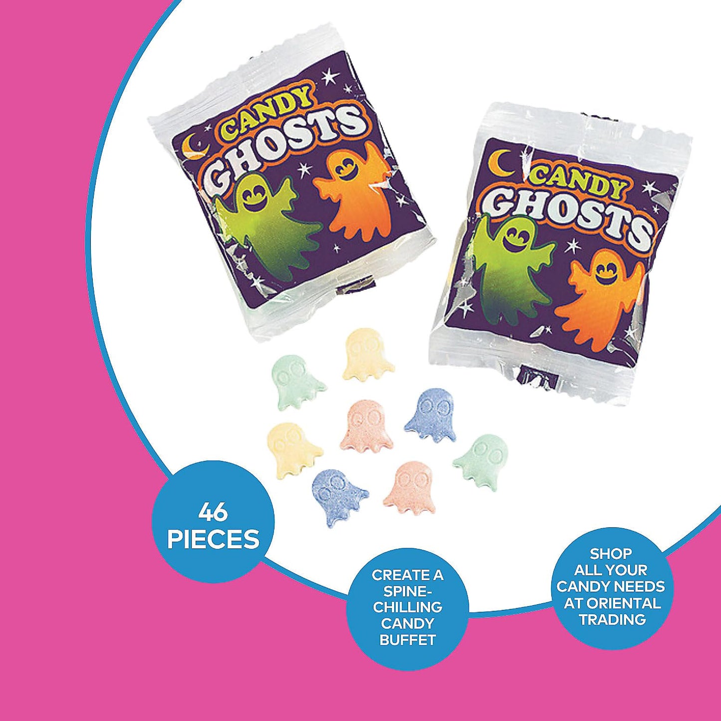 Fun Express Hard Candy Ghosts Halloween Candy - 48 Count - Multicolor - Model 25/6084