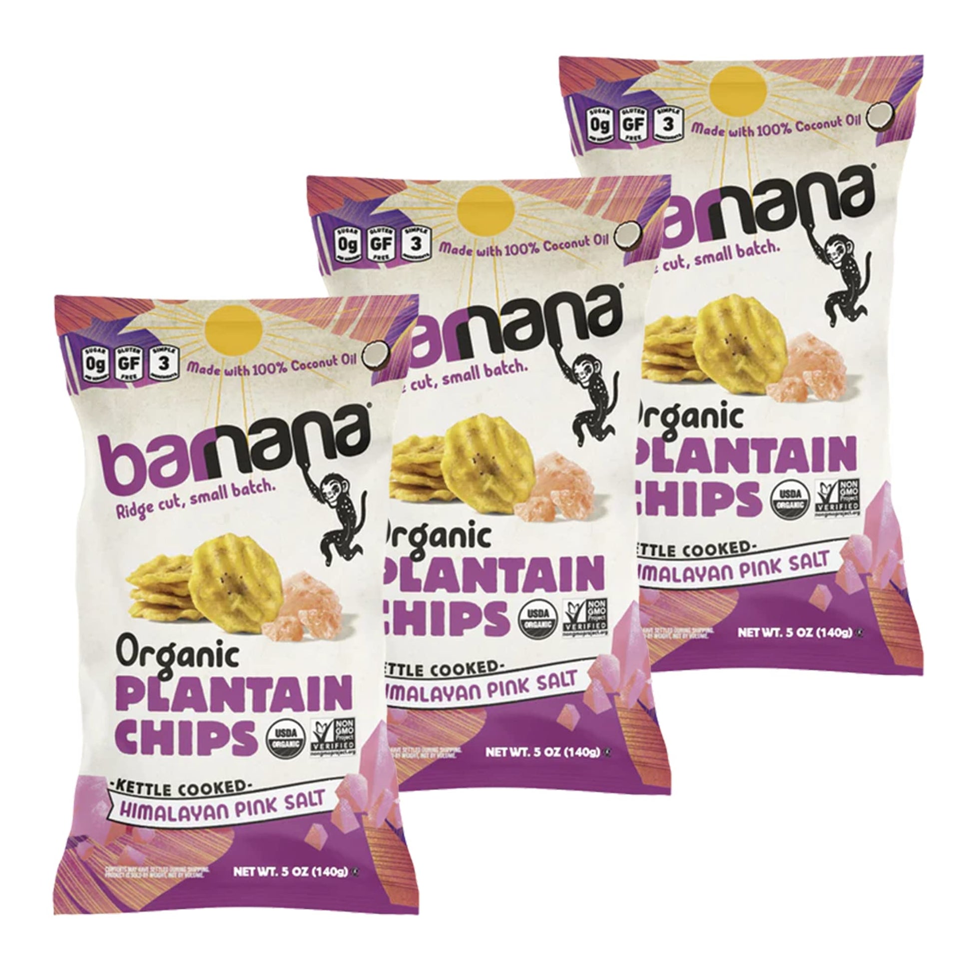Barnana Organic Plantain Chips  Himalayan Pink Salt  Paleo  Vegan  Grain Free Chips 5 Ounce (Pack Of 3)