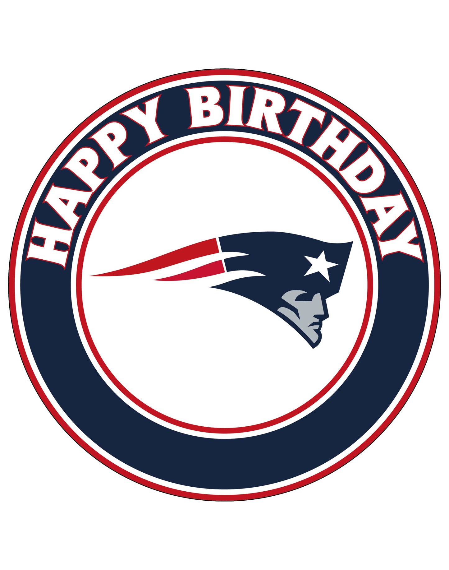 7.5 N_E Patriots Cake Topper - Round Edible Birthday Cake Decorations  Happy Birthday Cake