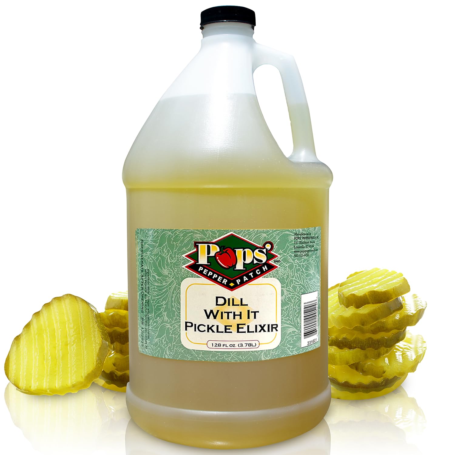 Pops Pepper Patch Pickle Elixir – Dill Pickle Brine for Leg Cramps - Made from Real Dill Juice - No Artificial Colors or Flavors - Aids in Hydration - 1 Gallon