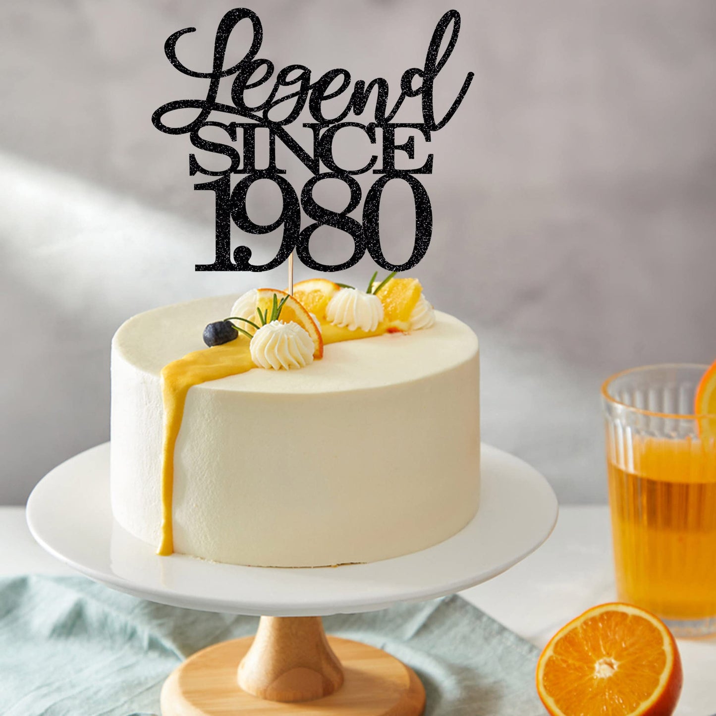 Migeaks Legend Since 1980 Cake Topper 44Th Birthday Happy Birthday Cake Topper Men And Women Cheer 44 Years Old Handmade Black G