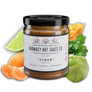 Cinco - Roasted Tomatillo & Clementine Pepper Sauce By Harmacy Hot Sauce  9Oz  Small-Batch Artisan Spicy Sauce With Bright Citrus & Balanced Heat - Vegan  Gluten-Free  Nut-Free  Bold Fresh Flavor