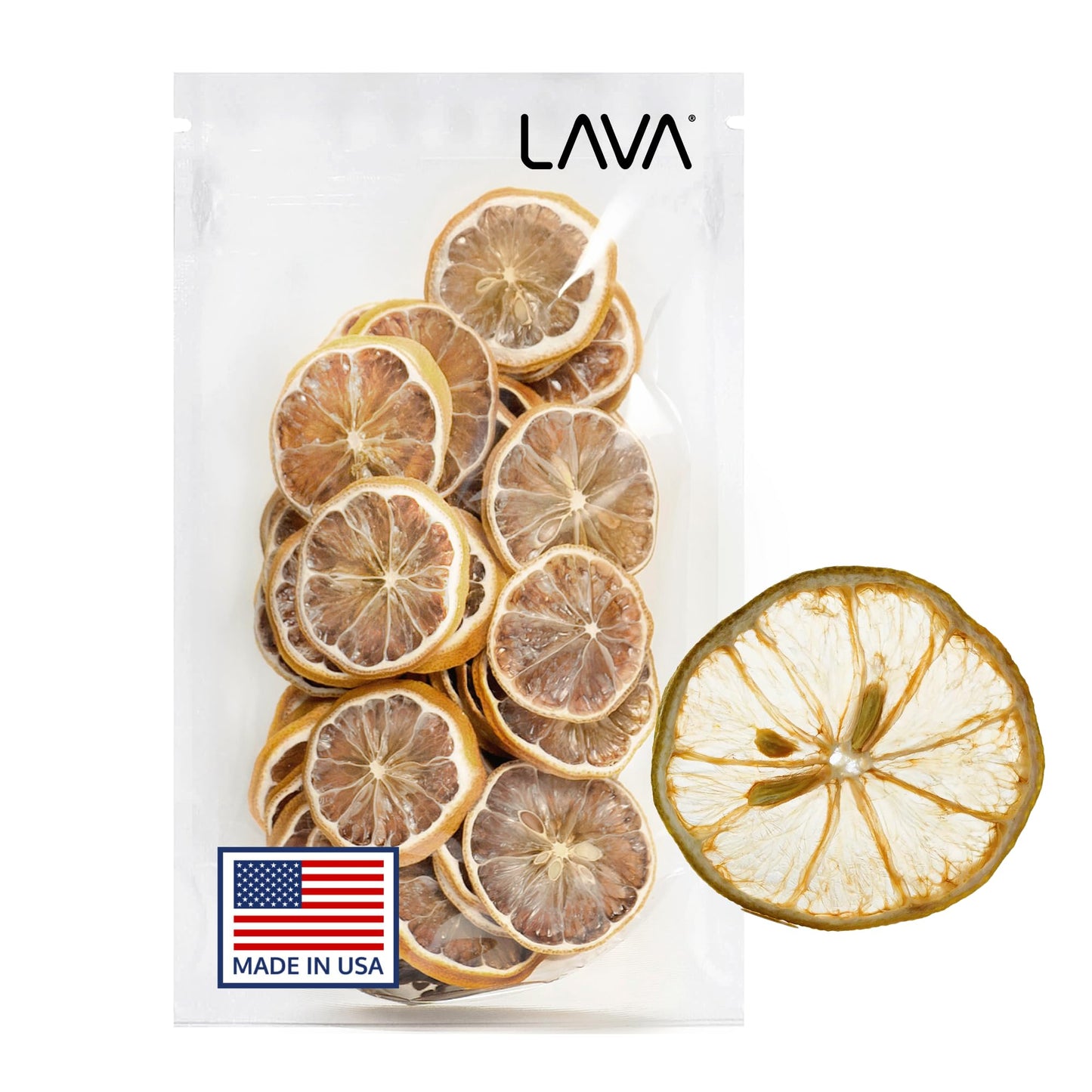 Lava Premium Dried Lemon Slices 3Oz/85G, Made In The Usa, 100% Natural Dehydrated Lemon Wheels For Cocktail Garnishes, Drinks, C