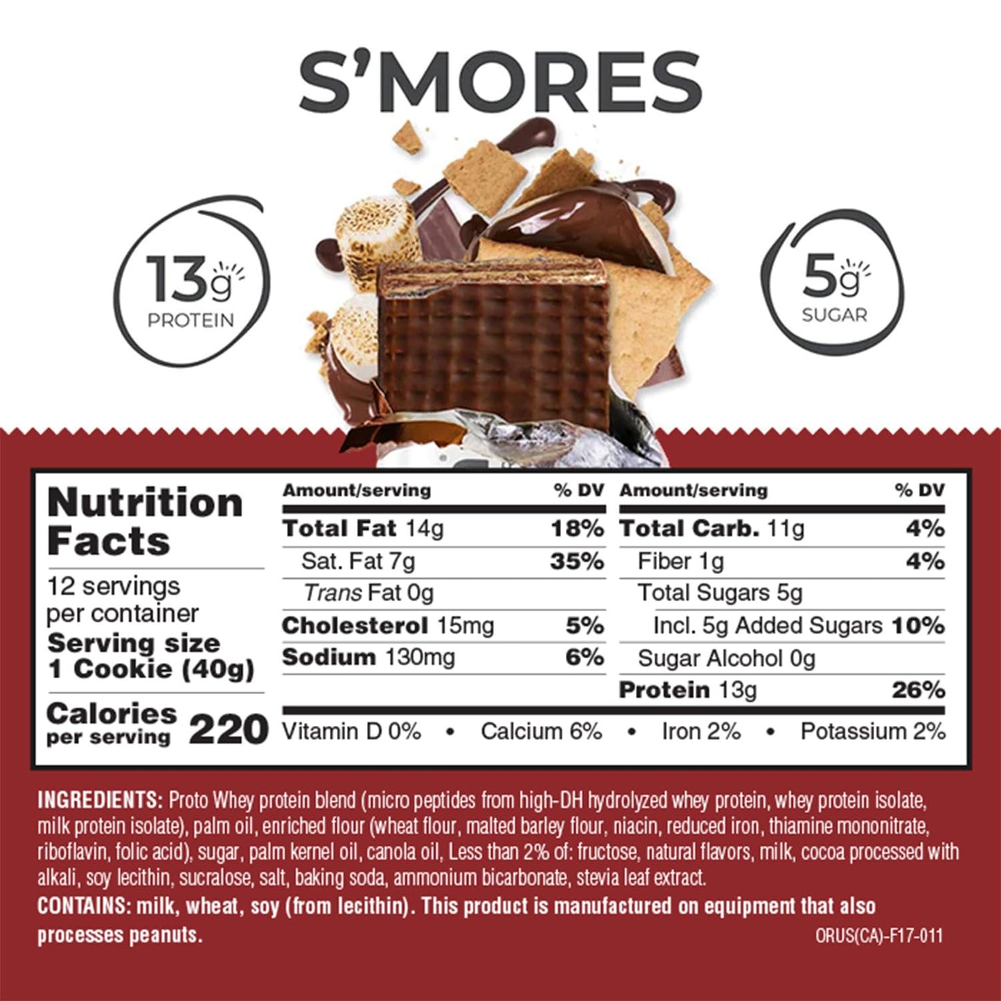 Power Crunch Protein Wafer Bars, High Protein Snacks With Delicious Taste, S'Mores, 1.4 Ounce (12 Count)