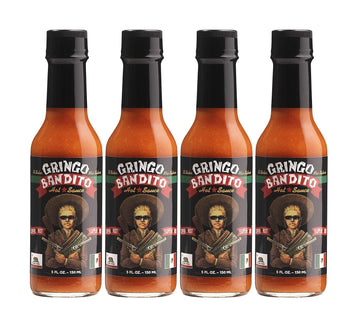 Gringo Bandito Super Hot Sauce Pack of 4, 5 Ounce Bottles, Spicy Flavor
