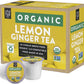 FGO Organic Lemon Ginger Tea K-Cup Pods - Caffeine-Free, 24 Count, Keurig Compatible