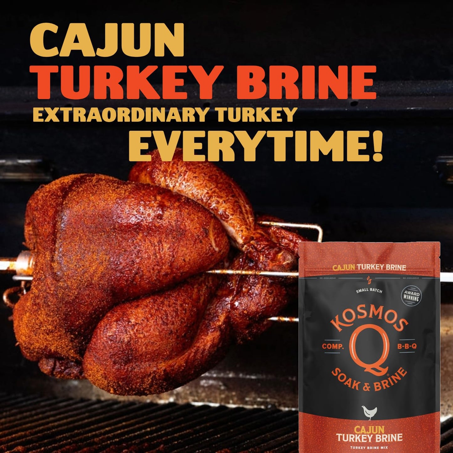 Kosmos Q Cajun Turkey Soak & Brine, Fiery Brown Sugar & Worcestershire, 16 Oz